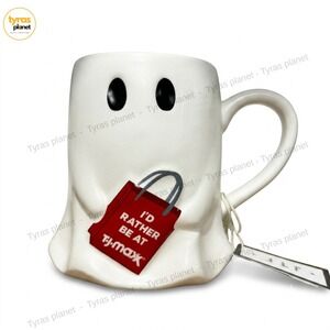 Ghost Holding "I'd Rather Be At TJ MAXX" Bag Halloween Collectible Cup NEW W/tag